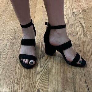 Circus by Sam Edelman Black Velvet T-strap Block Heel